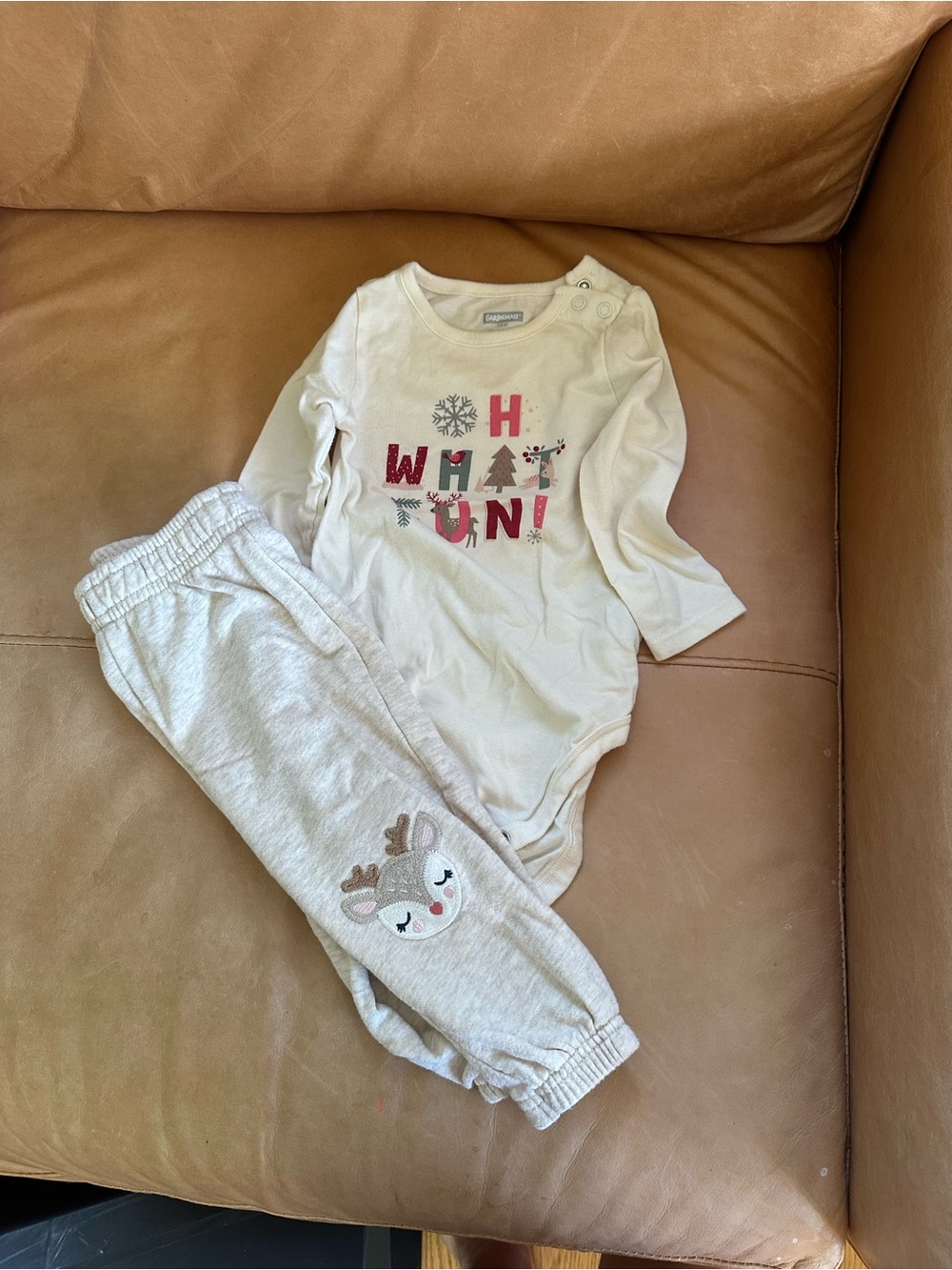 Garanimals Cream Holiday Bodysuit and Pants Set